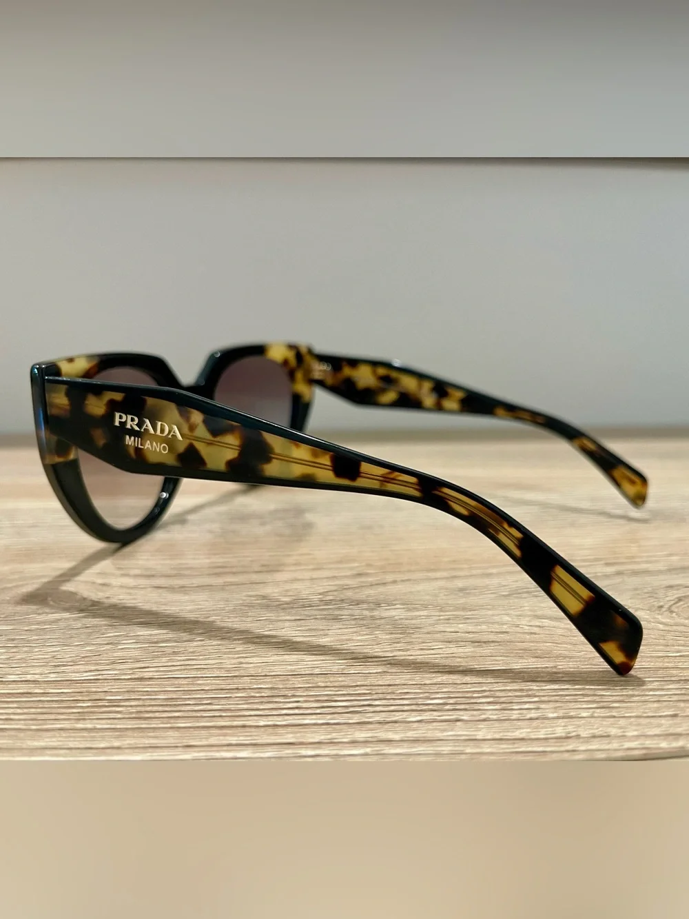 Prada Cat-Eye Sunglasses SPR 14W 389-0A7 Two-Tone Tortoise & Black 52mm